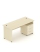 Zestaw mebli do biura - biurko proste z kontenerkiem mobilnym, 160x70 cm, klon | MB Z2