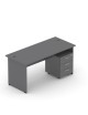Zestaw mebli do biura - biurko proste z kontenerkiem mobilnym, 160x70 cm, antracyt | MB Z2