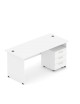 Zestaw mebli do biura - biurko proste z kontenerkiem mobilnym, 160x70 cm, biały | MB Z2