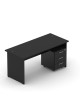 Zestaw mebli do biura - biurko proste z kontenerkiem mobilnym, 160x70 cm, czarny | MB Z2