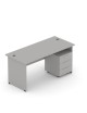 Zestaw mebli do biura - biurko proste z kontenerkiem mobilnym, 160x70 cm, popiel | MB Z2
