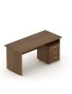 Zestaw mebli do biura - biurko proste z kontenerkiem mobilnym, 160x70 cm, orzech | MB Z2