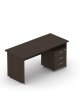 Zestaw mebli do biura - biurko proste z kontenerkiem mobilnym, 160x70 cm, wenge | MB Z2